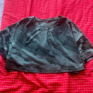 GS Power Crop Top - Black Print